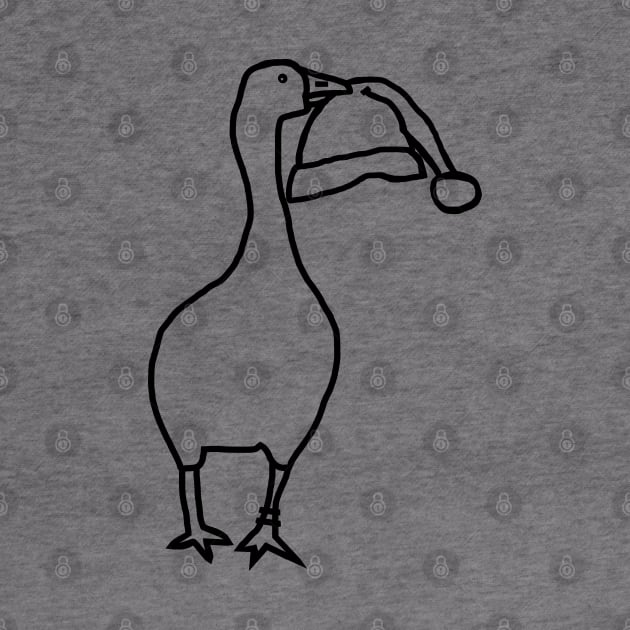 Gaming Goose Steals Christmas Santa Hat Line Drawing by ellenhenryart